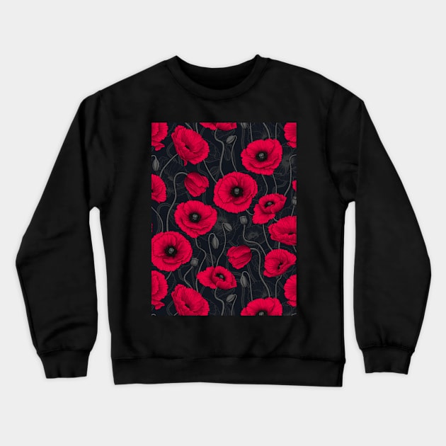 Red Poppies Crewneck Sweatshirt by katerinamk